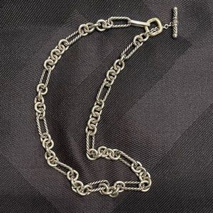 David Yurman Sterling Silver & 18k Yellow Gold Figaro Chain Link Necklace